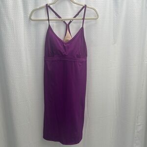 Athleta Purple Shorebreak Racerback  Dress with Built-in Bra Swim Sundress 
L